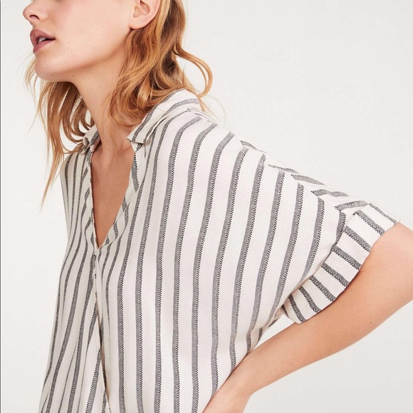 Lou and Grey by Loft Gray and White Striped Romper - Picture 2 of 6